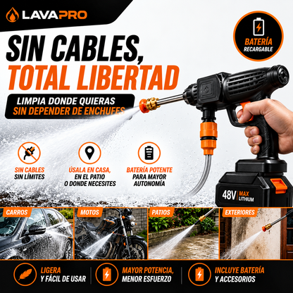 Hidrolavadora Inalámbrica Portátil de Alta Presión y Sin Cabos - con 1 Batería Gratis! 🎁