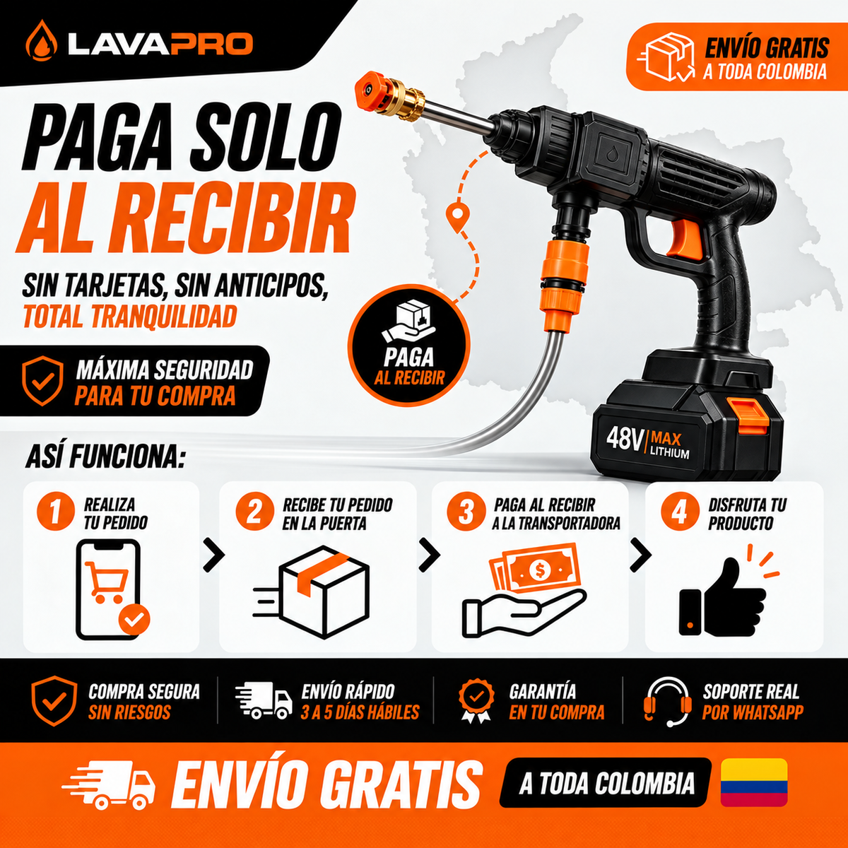 Hidrolavadora Inalámbrica Portátil de Alta Presión y Sin Cabos - con 1 Batería Gratis! 🎁