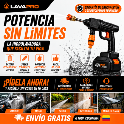 Hidrolavadora Inalámbrica Portátil de Alta Presión y Sin Cabos - con 1 Batería Gratis! 🎁
